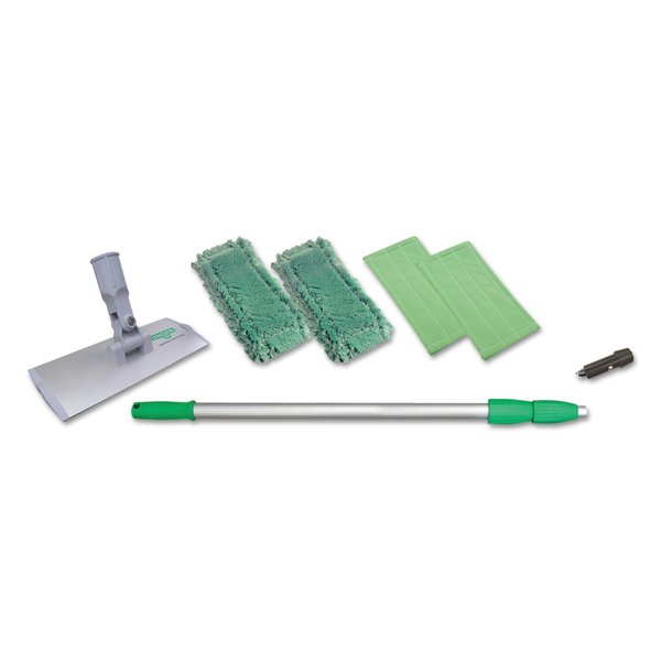 Unger SpeedClean Window Cleaning Kit, Aluminum, 72" Extension Pole, 8" Pad Holder, Silver/Green WNK01
